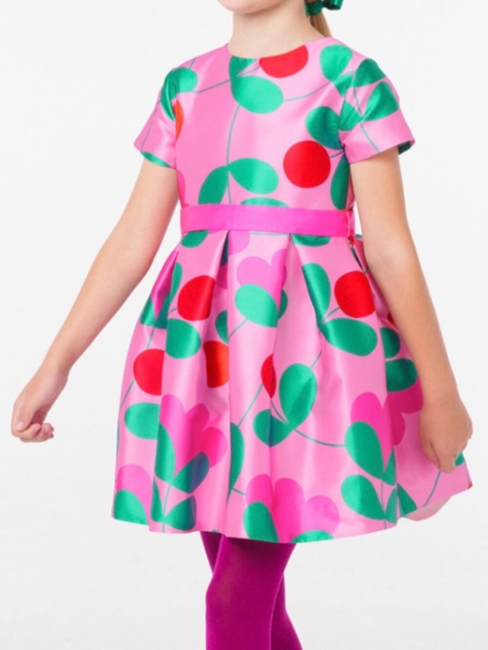 Jacadi Paris Girls Pink Floral Party Dress 8A 128CM Polyester & Cotton